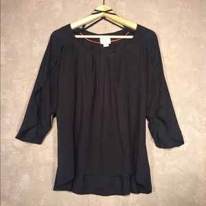 Maeve black 3/4 flutter sleeve top